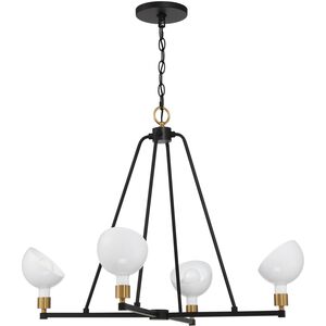 Gigi 4 Light 30 inch Black and Aged Brass Chandelier Ceiling Light