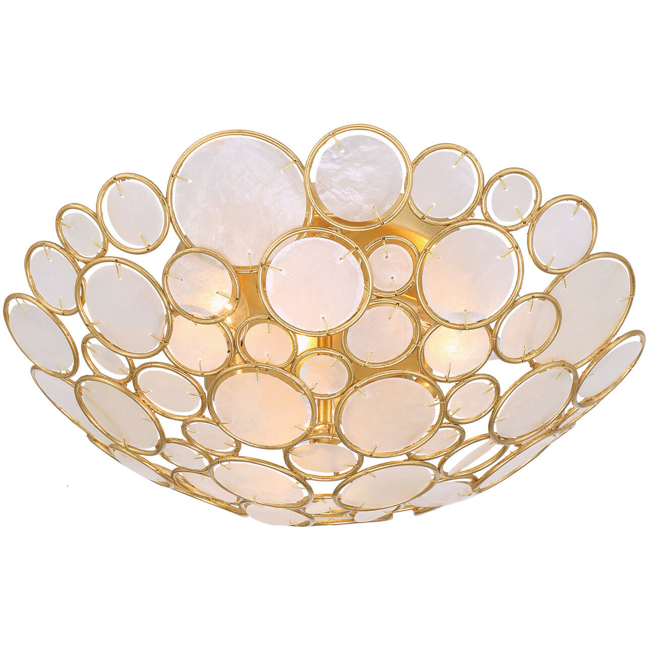 Palla 3 Light 16 inch Antique Gold Semi Flush Ceiling Light