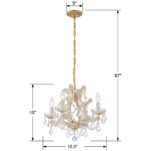 Maria Theresa 4 Light 16.5 inch Gold Chandelier Ceiling Light in Clear Swarovski Strass
