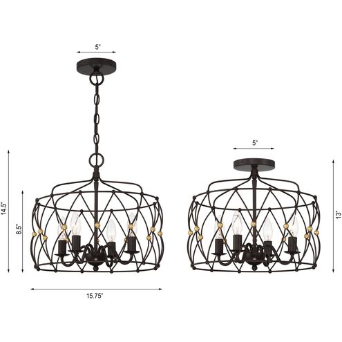 Zucca 4 Light 16.5 inch English Bronze and Antique Gold Pendant Ceiling Light