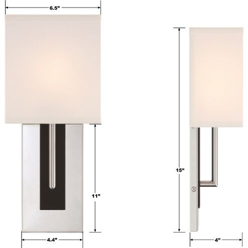 Brent 1 Light 6.5 inch Polished Nickel and Black Forged ADA Sconce Wall Light