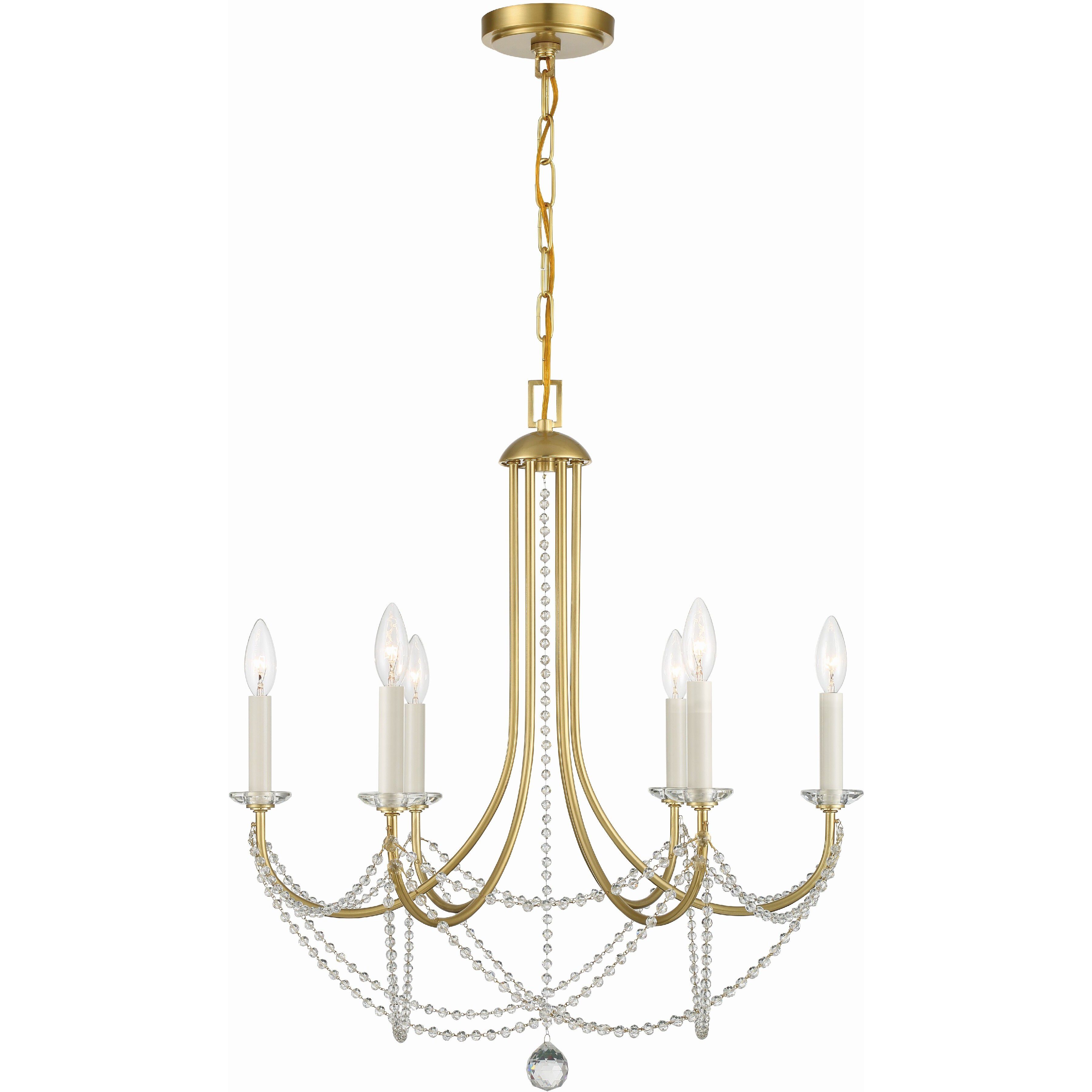 Delilah 6 Light 24 inch Aged Brass Chandelier Ceiling Light