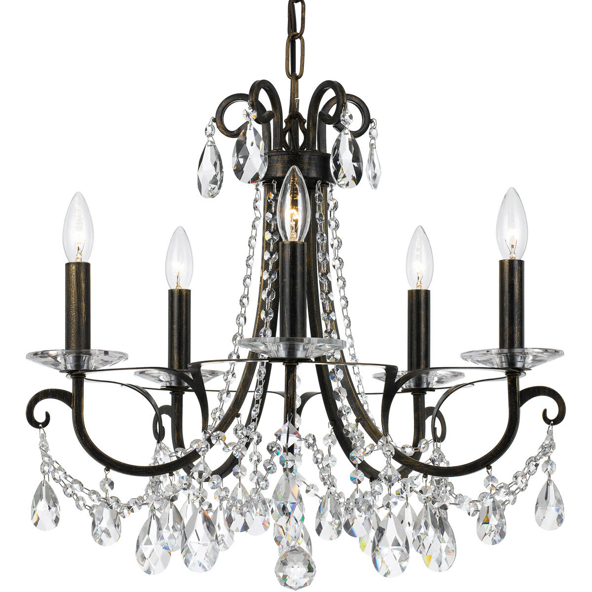 Othello 5 Light 20.5 inch English Bronze Chandelier Ceiling Light in Clear Hand Cut