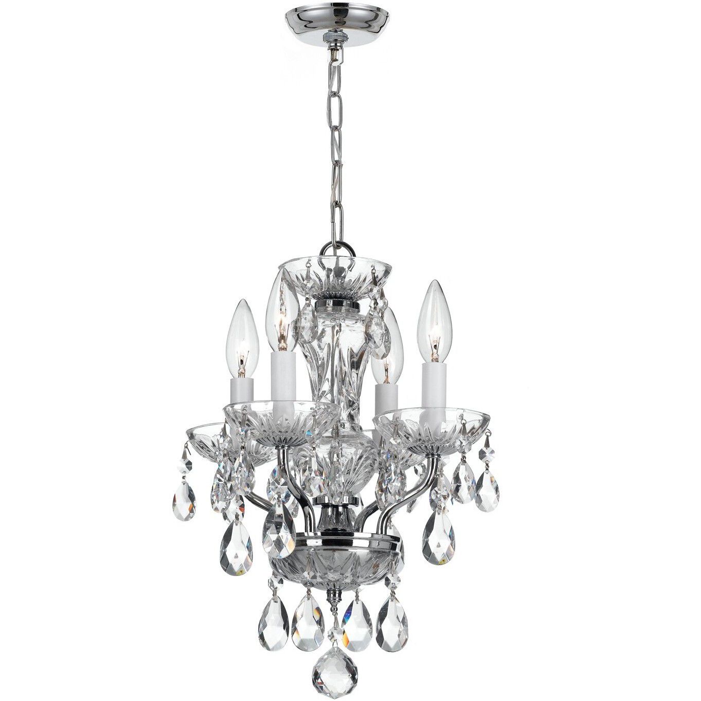 Welton 4 Light 11 inch Polished Chrome Mini Chandelier Ceiling Light in Clear Swarovski Strass