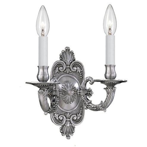 Cast Brass Wall Mount 2 Light 10 inch Pewter Sconce Wall Light