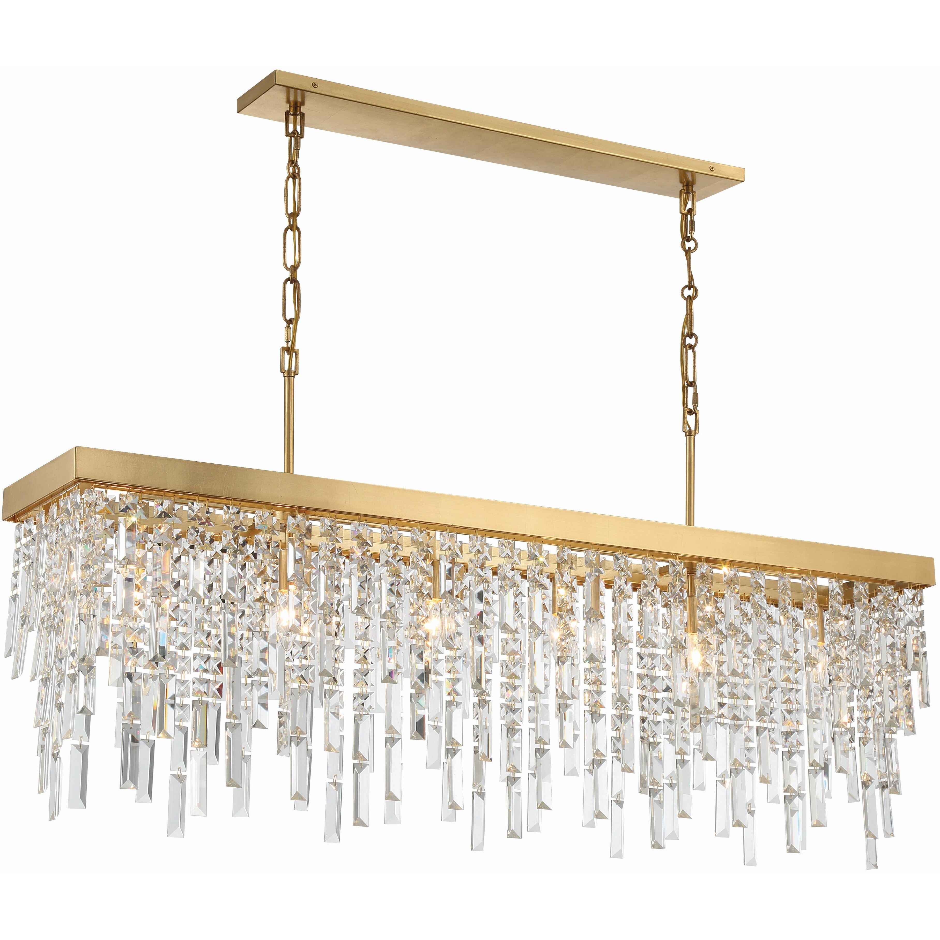 Winfield 6 Light 49 inch Antique Gold Linear Chandelier Ceiling Light