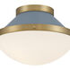 Xander 1 Light 12.25 inch Vibrant Gold Flush Ceiling Light in Vibrant Gold and Blue