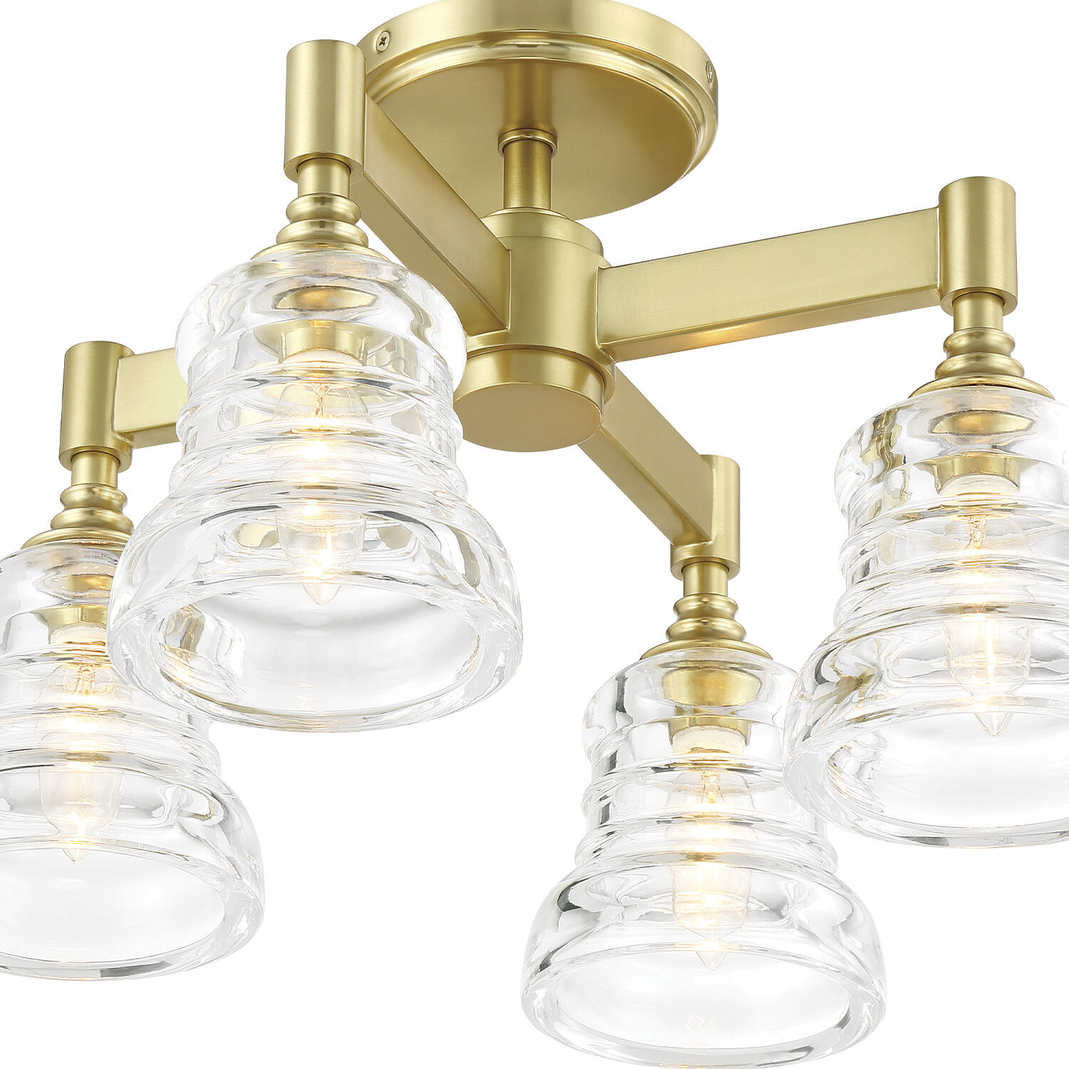Gregory 4 Light 17.25 inch Aged Brass Semi Flush Ceiling Light