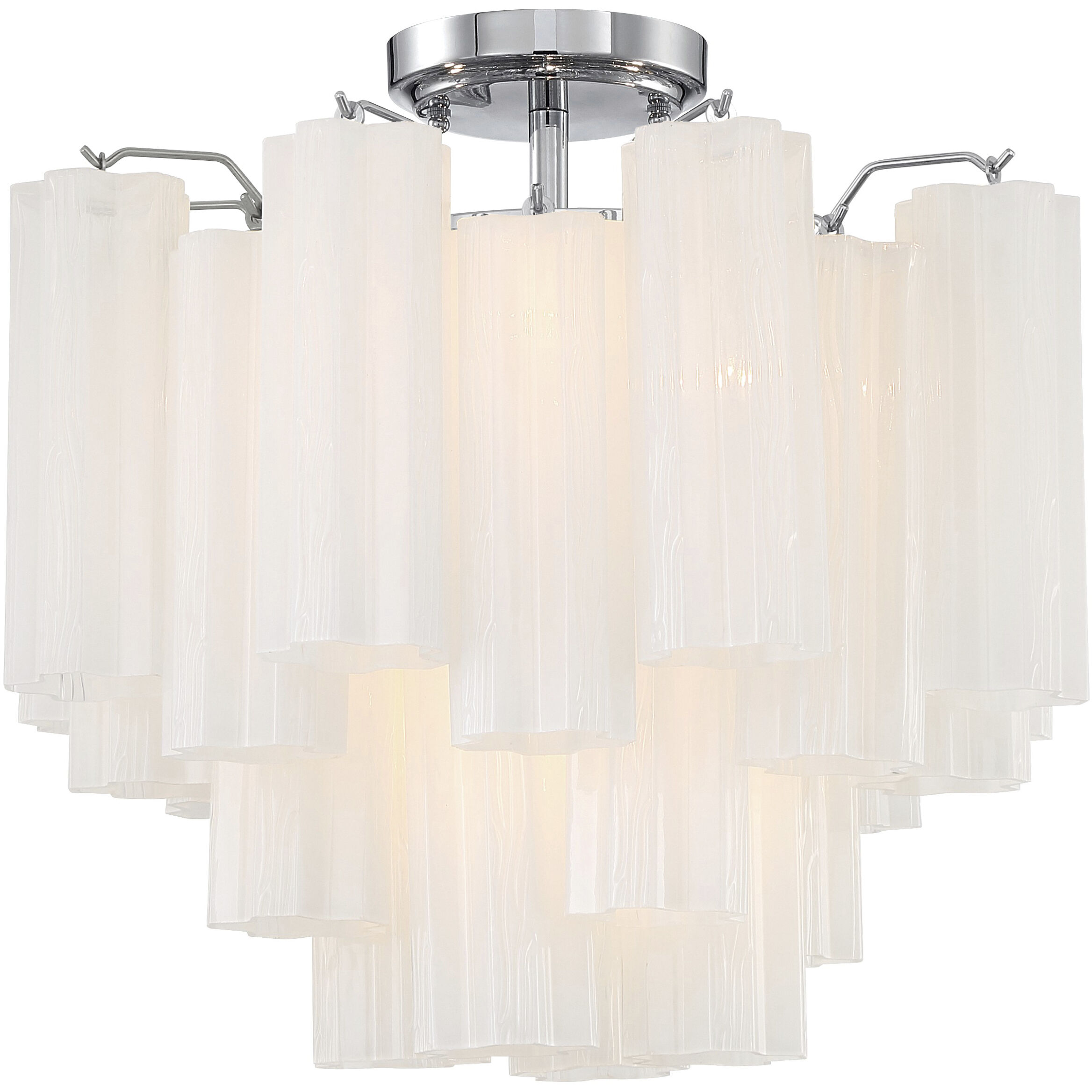 Addis 4 Light 17.75 inch Polished Chrome Semi Flush Ceiling Light in White