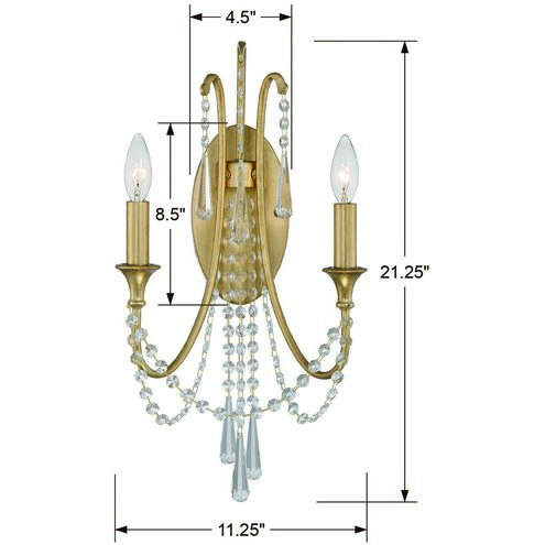 Arcadia 2 Light 11.25 inch Antique Gold Sconce Wall Light