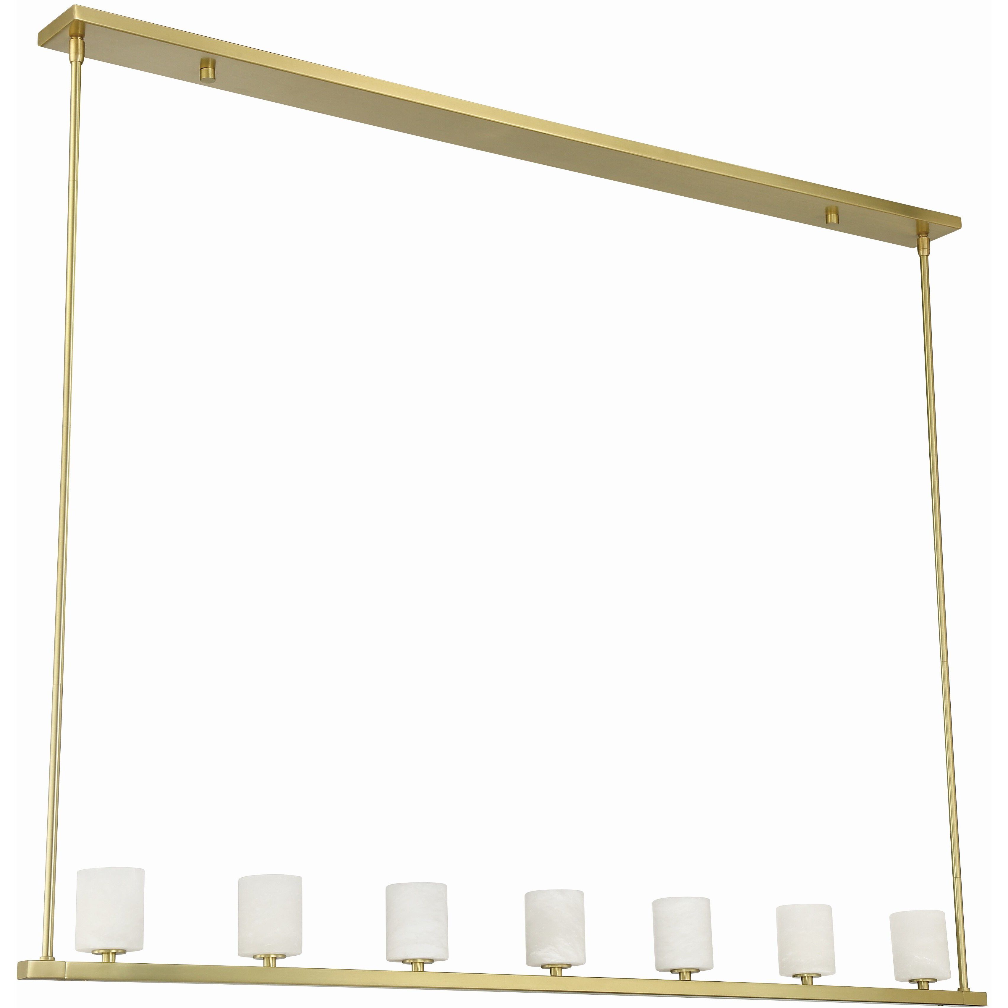 Aragon 7 Light 56 inch Soft Brass Linear Chandelier Ceiling Light