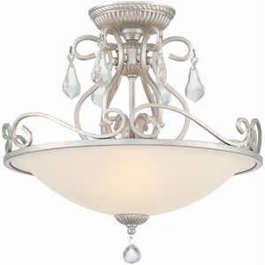 Ashton 3 Light 16.5 inch Olde Silver Semi Flush Ceiling Light in Clear Hand Cut