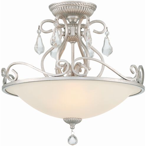 Ashton 3 Light 16.5 inch Olde Silver Semi Flush Ceiling Light in Clear Hand Cut