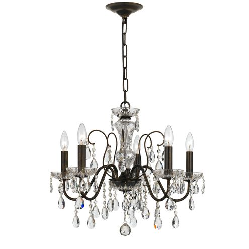 Butler 5 Light 23 inch English Bronze Chandelier Ceiling Light in Clear Swarovski Strass