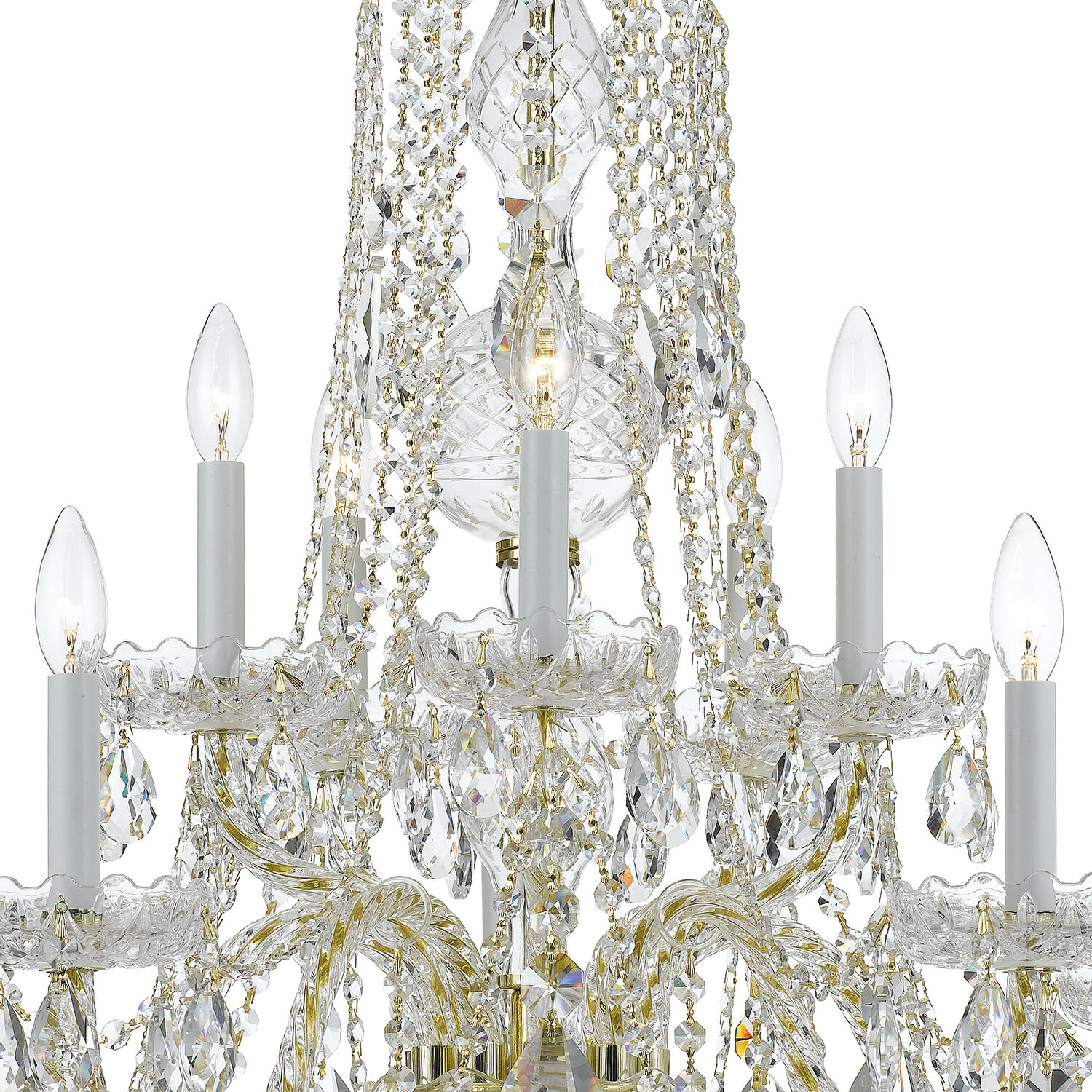 Traditional Crystal 10 Light 32 inch Polished Brass Chandelier Ceiling Light in Clear Hand Cut
