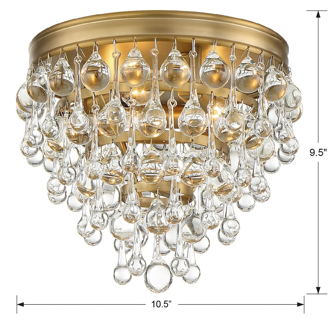 Calypso 3 Light 10.5 inch Vibrant Gold Flush Ceiling Light