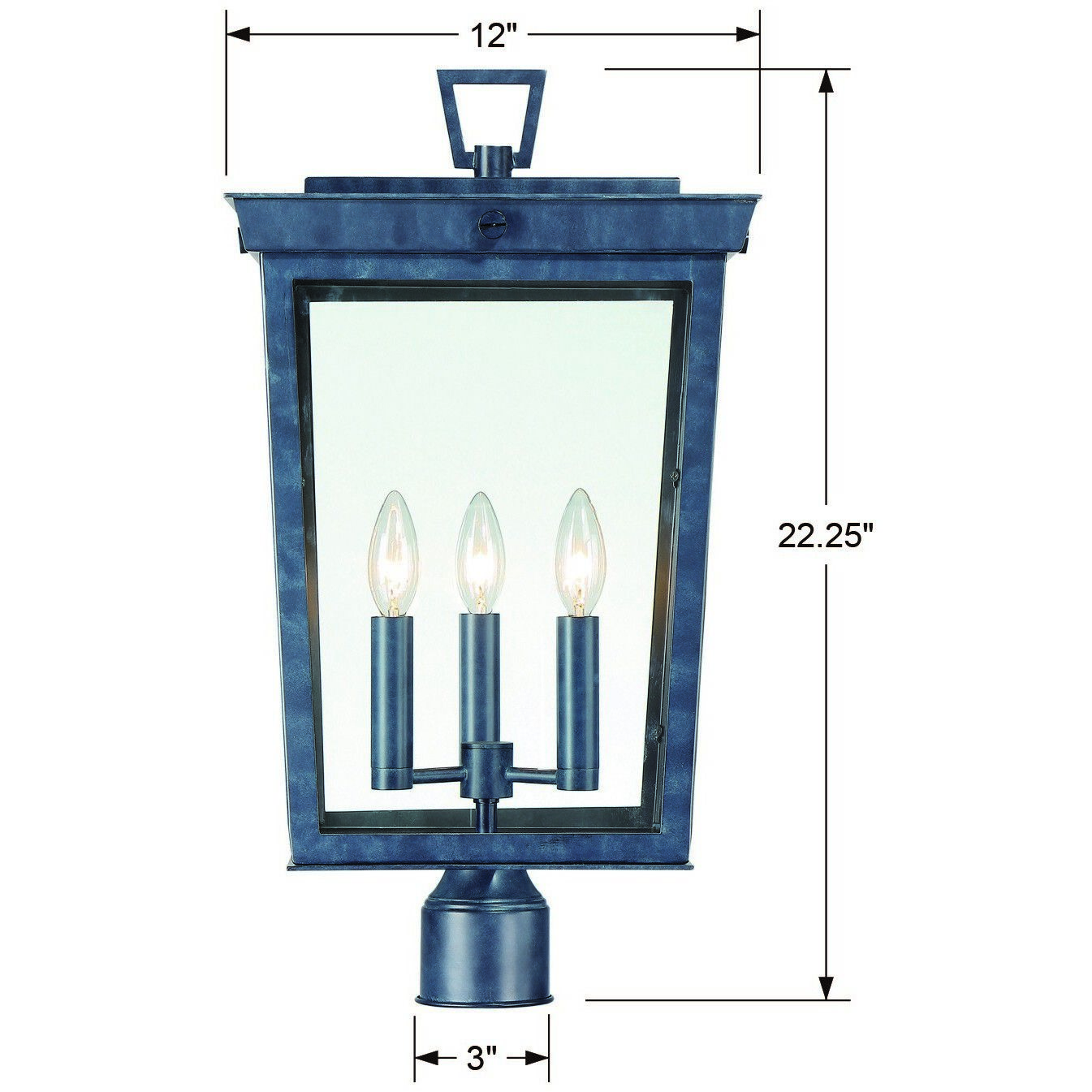 Belmont 3 Light 22.25 inch Graphite Post