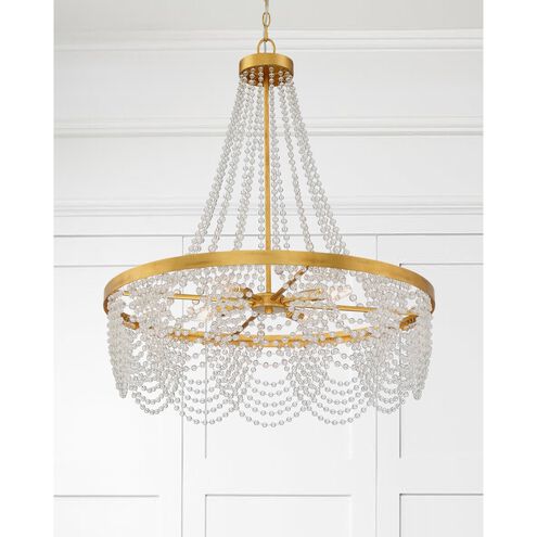 Fiona 4 Light 27 inch Antique Gold Chandelier Ceiling Light in Clear Glass Beads