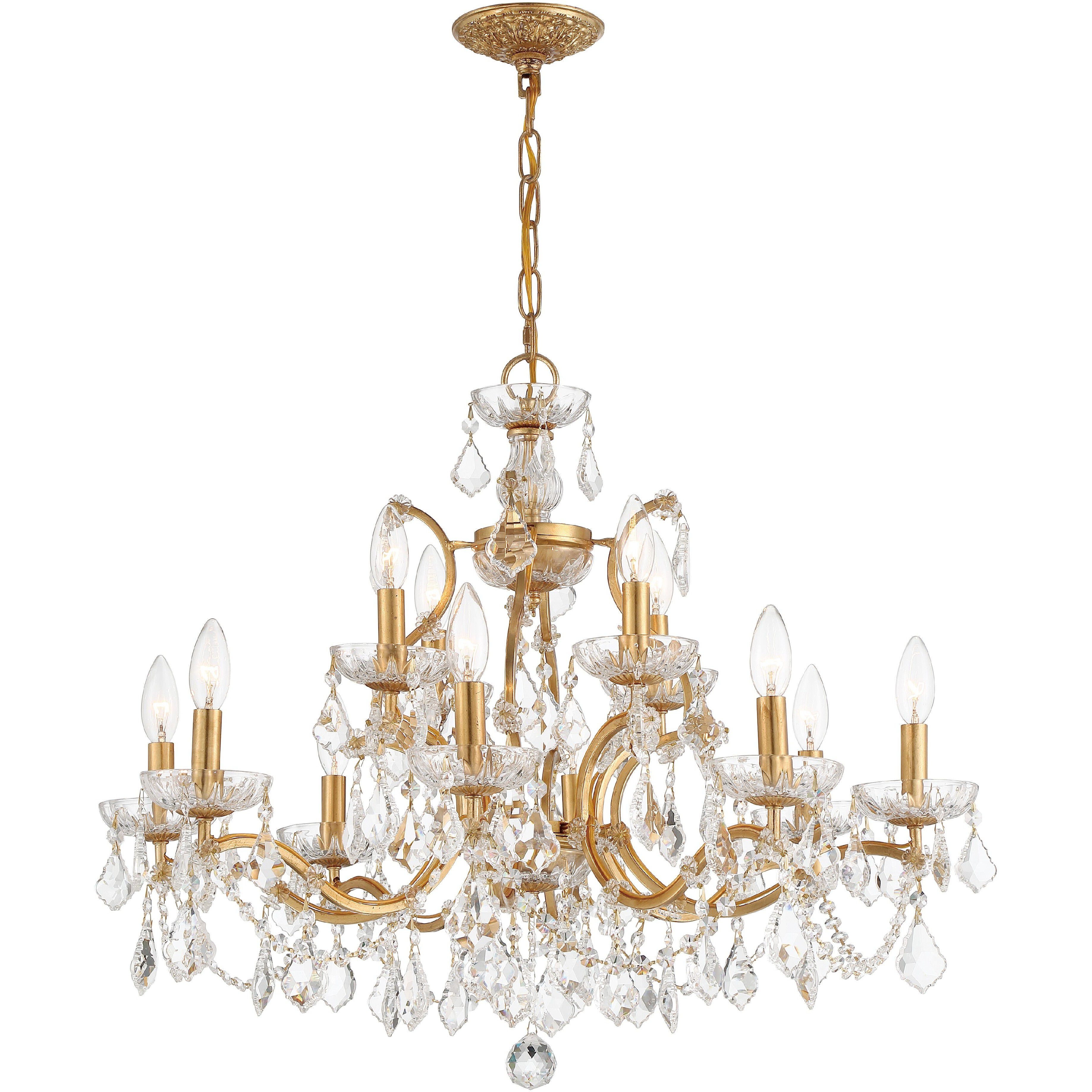 Filmore 12 Light 29 inch Antique Gold Chandelier Ceiling Light in Clear Swarovski Strass