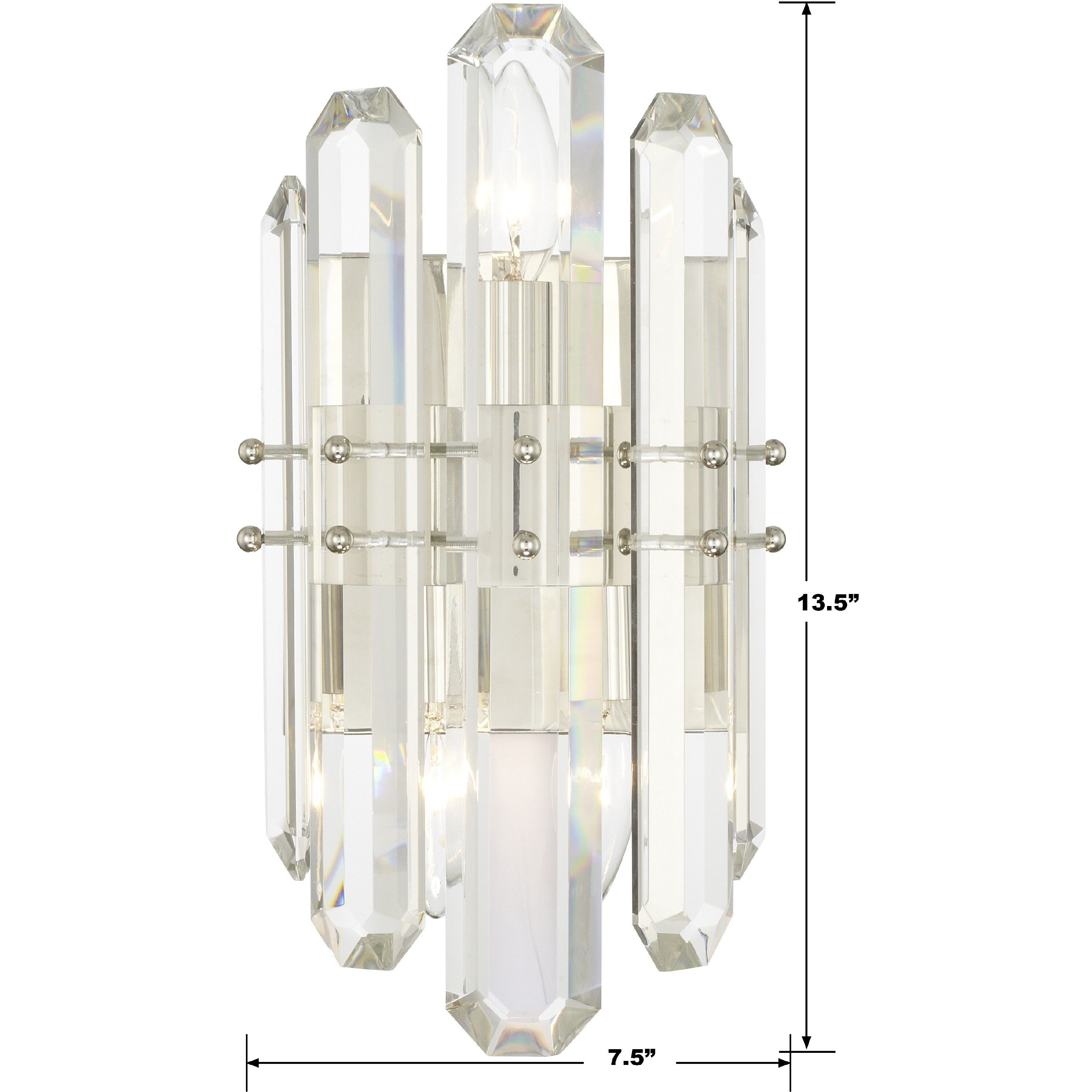 Bolton 2 Light 7.5 inch Polished Nickel Sconce Wall Light