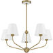 Xavier 5 Light 28 inch Vibrant Gold Chandelier Ceiling Light in Vibrant Gold and White