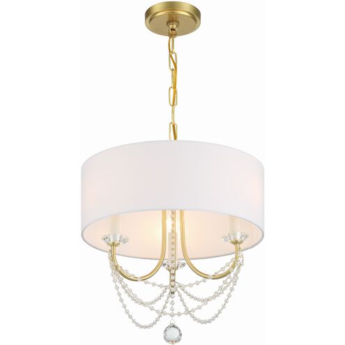 Delilah 3 Light 15.75 inch Aged Brass Chandelier Ceiling Light