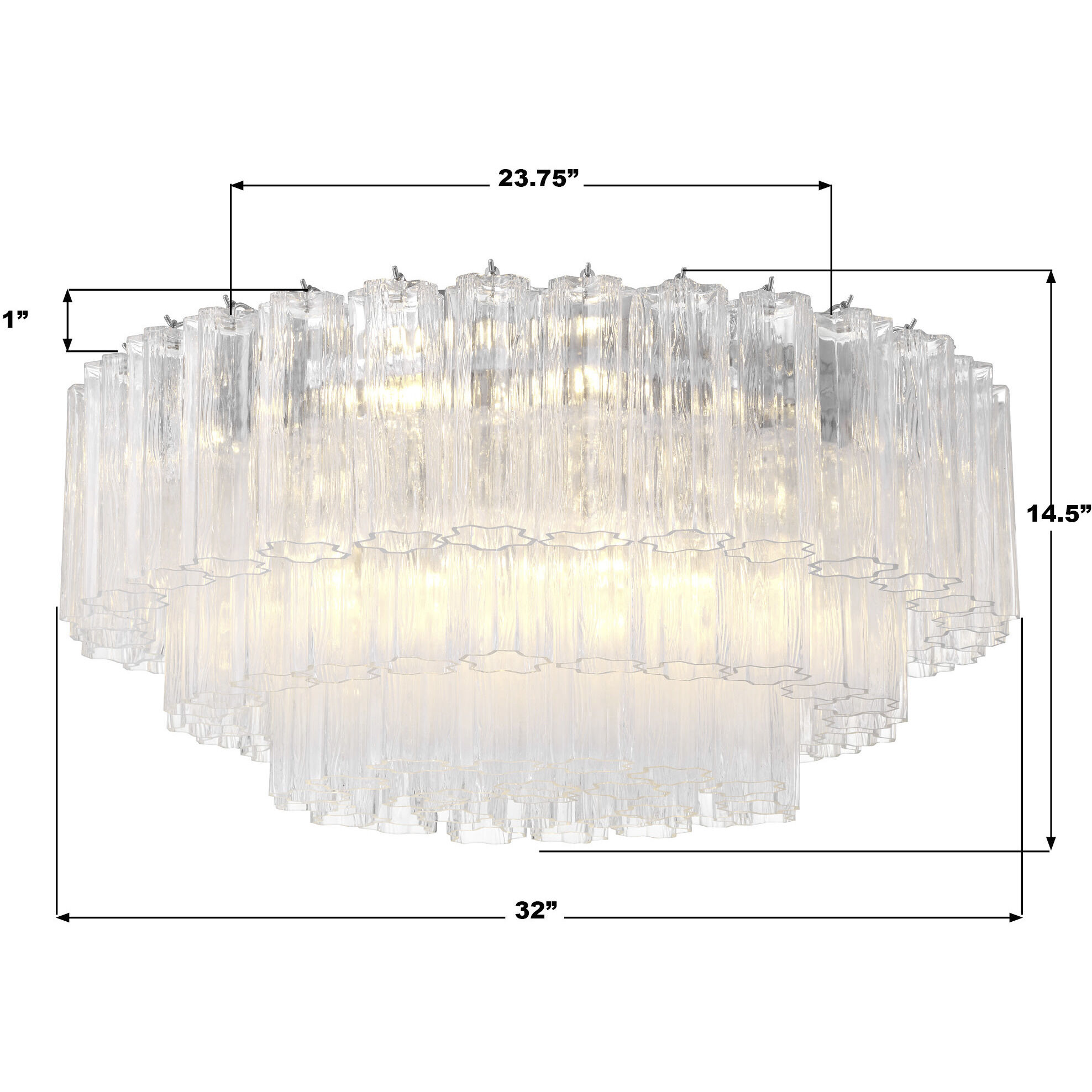 Addis 16 Light 32 inch Polished Chrome Flush Mount Ceiling Light in Tronchi Glass Clear