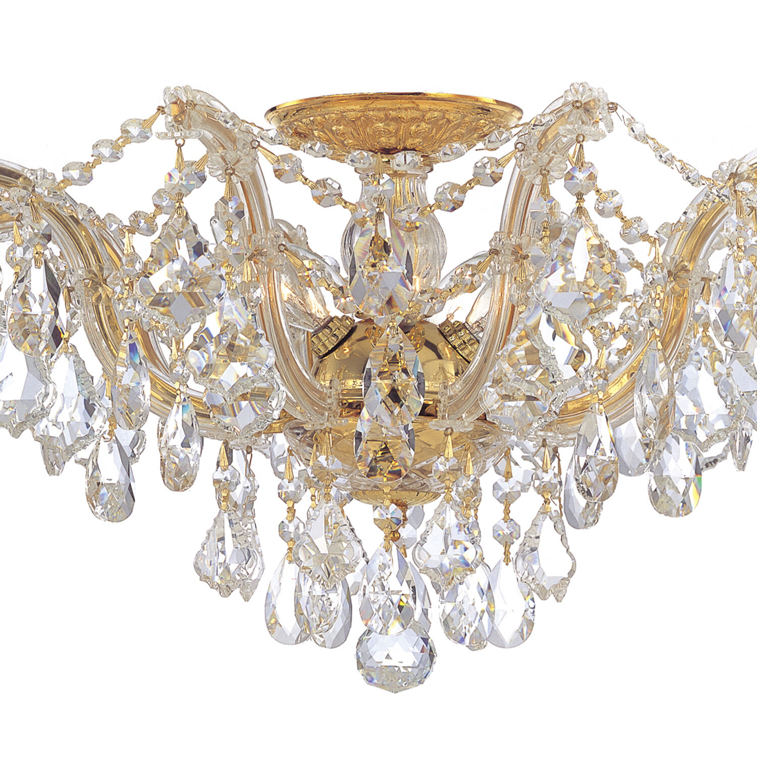 Maria Theresa 5 Light 19 inch Gold Semi Flush Ceiling Light in Clear Hand Cut