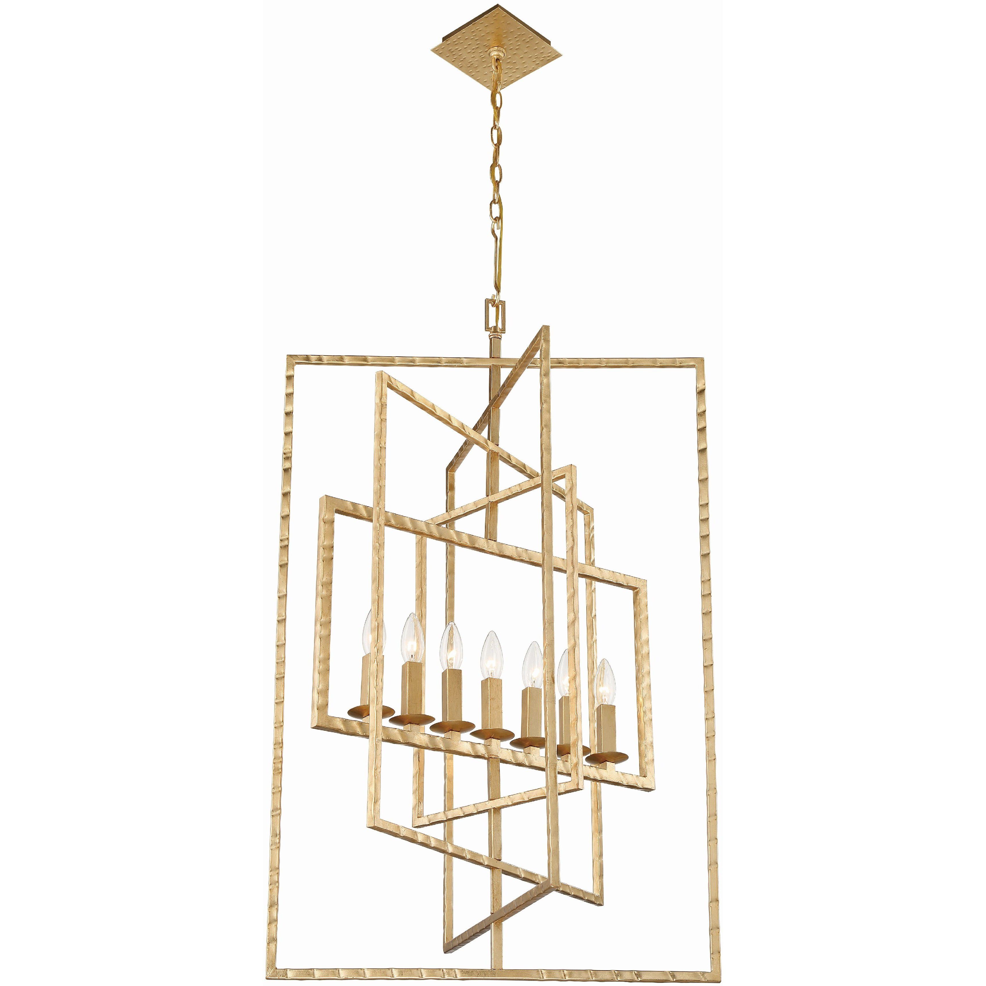 Capri 7 Light 24 inch Antique Gold Lantern Chandelier Ceiling Light