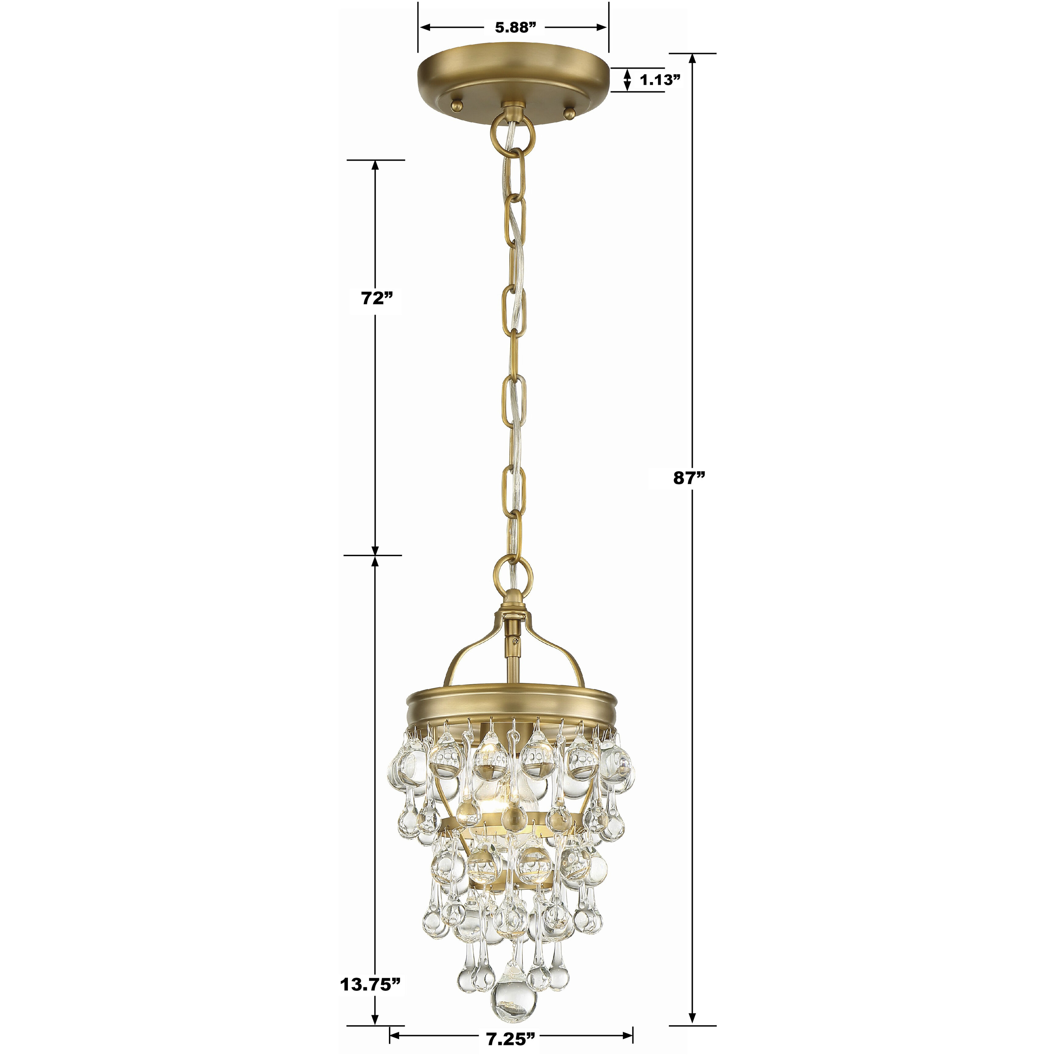 Calypso 1 Light 7.25 inch Vibrant Gold Chandelier Ceiling Light