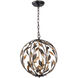 Broche 4 Light 16 inch English Bronze and Antique Gold Mini Chandelier Ceiling Light