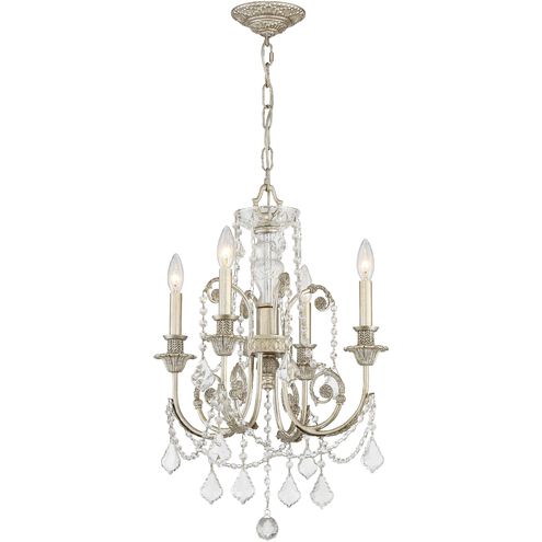 Regis 4 Light 17.5 inch Olde Silver Chandelier Ceiling Light in Clear Swarovski Strass