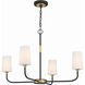 Niles 4 Light 34 inch Black Forged and Modern Gold Chandelier Ceiling Light