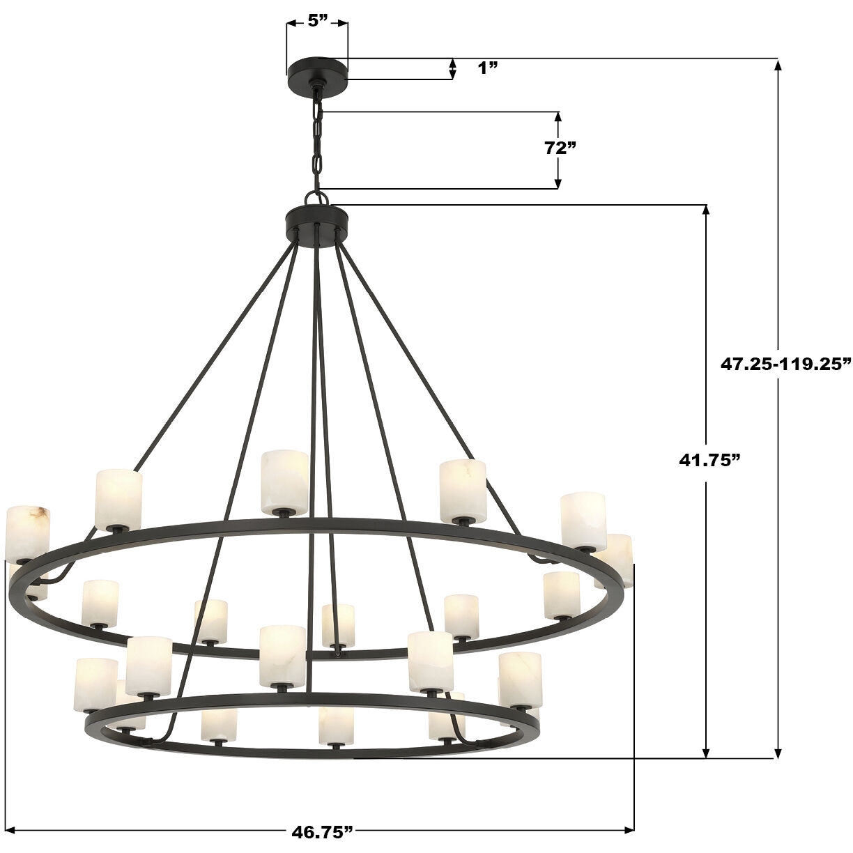 Aragon 22 Light 46.75 inch Matte Black Chandelier Ceiling Light