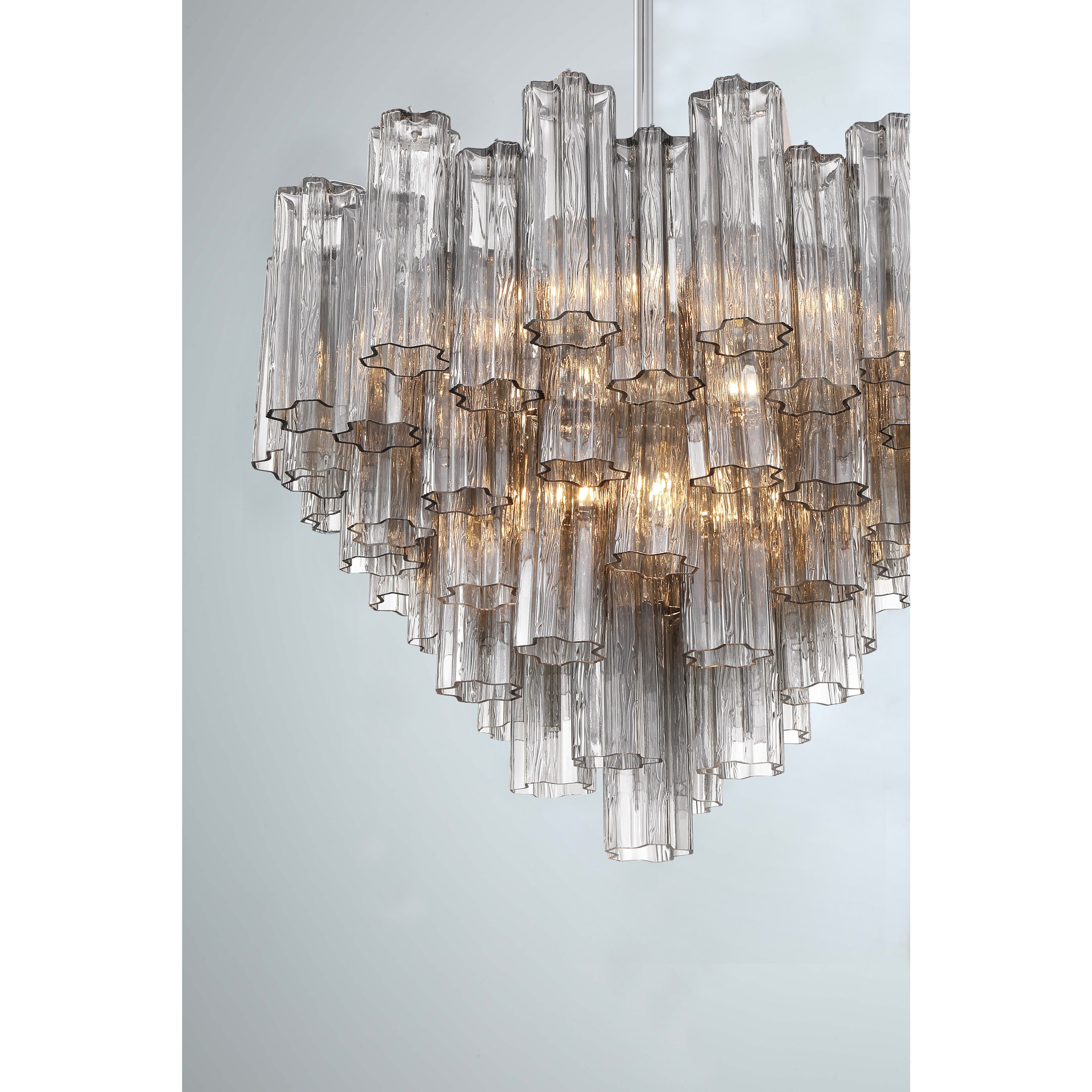 Addis 12 Light 26.75 inch Polished Chrome Chandelier Ceiling Light in Tronchi Glass Smoke