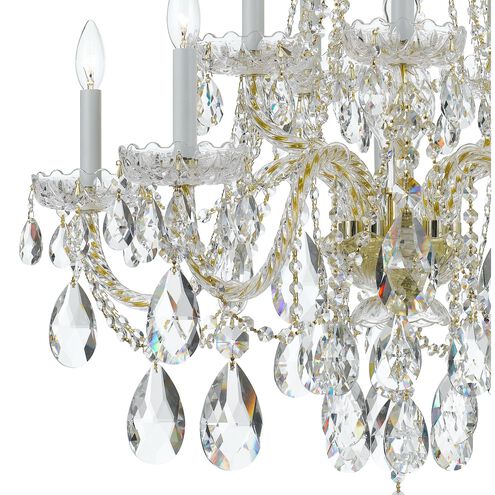 Traditional Hand Cut Crystal 10-Light Chandelier in Polished Brass 