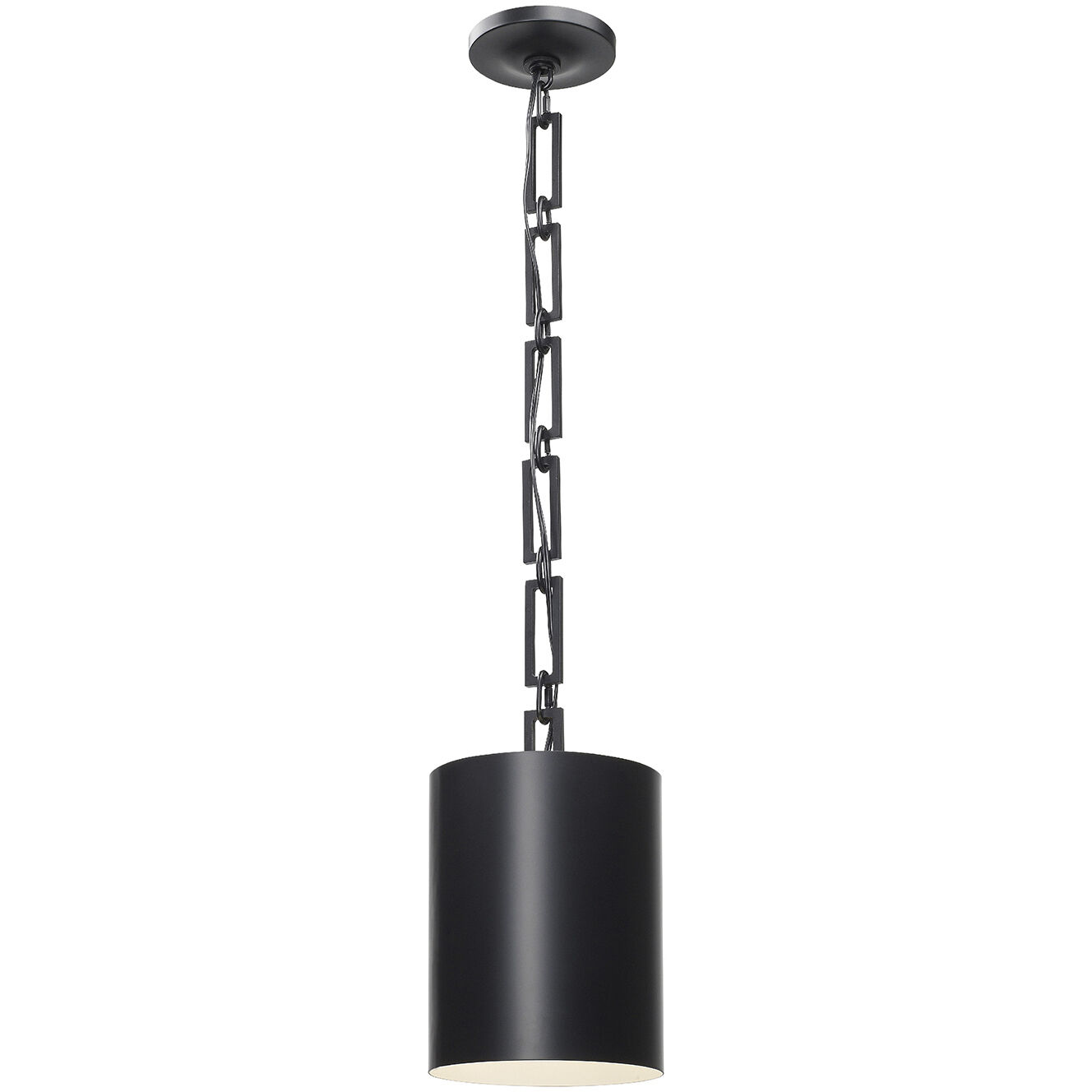 Alston 1 Light 8 inch Matte Black/White Mini Pendant Ceiling Light in Matte Black with White