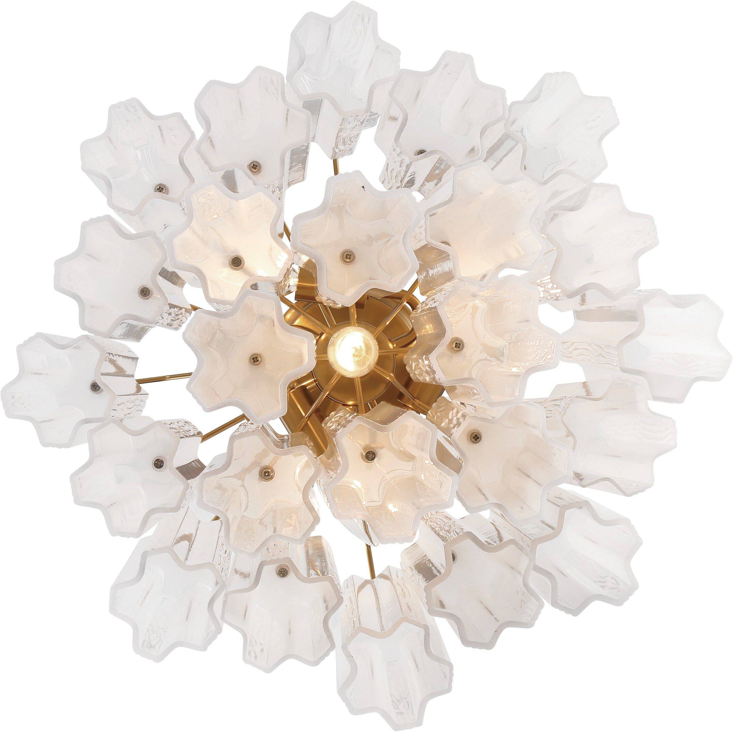 Addis 4 Light 17.75 inch Aged Brass Semi Flush Ceiling Light in White