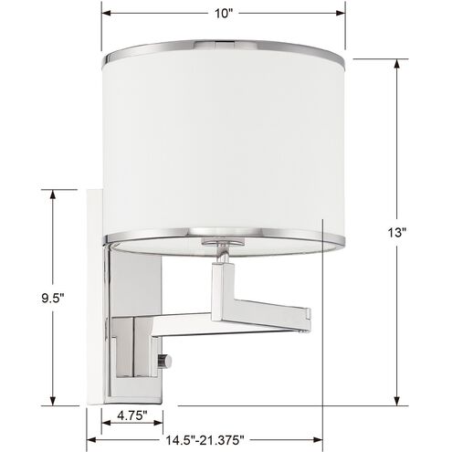 Madison 21.25 inch 60.00 watt Polished Nickel Task Sconce Wall Light