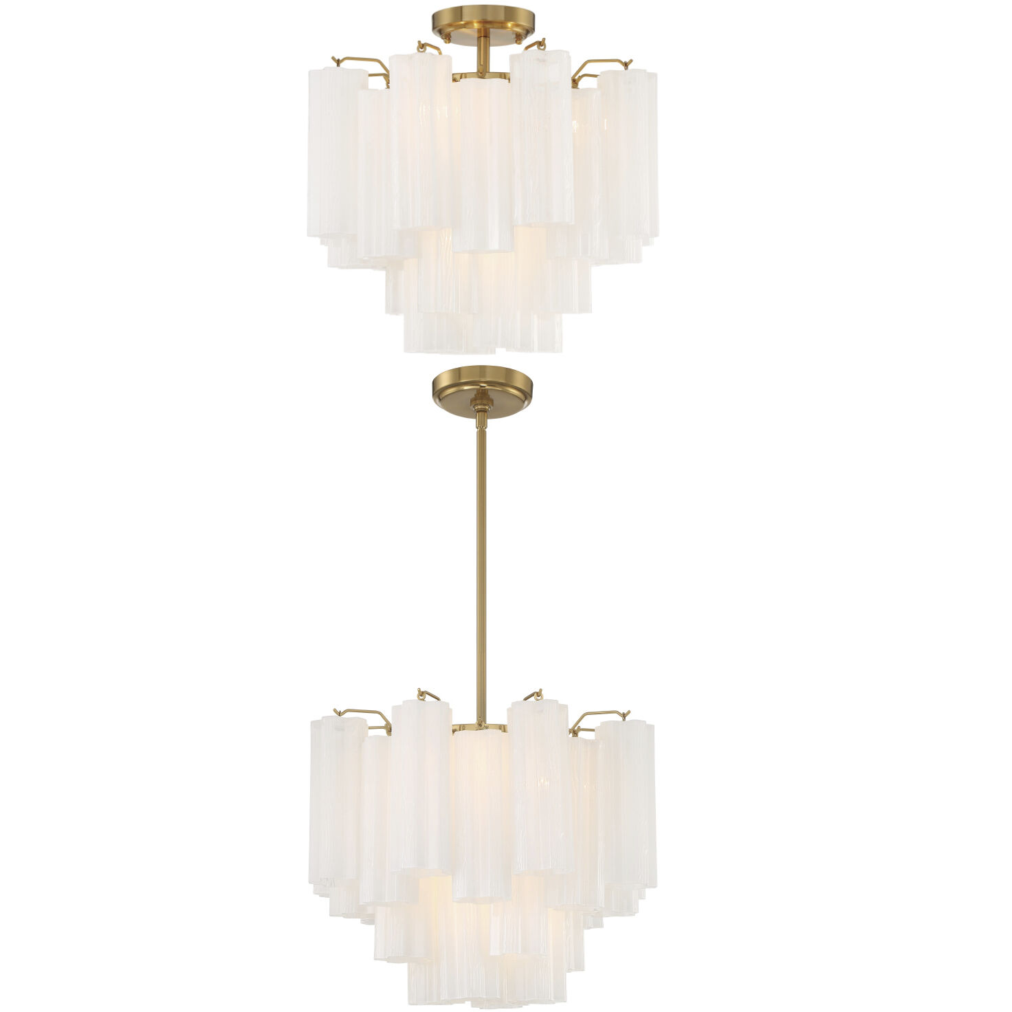 Addis 4 Light 17.75 inch Aged Brass Semi Flush Ceiling Light in White