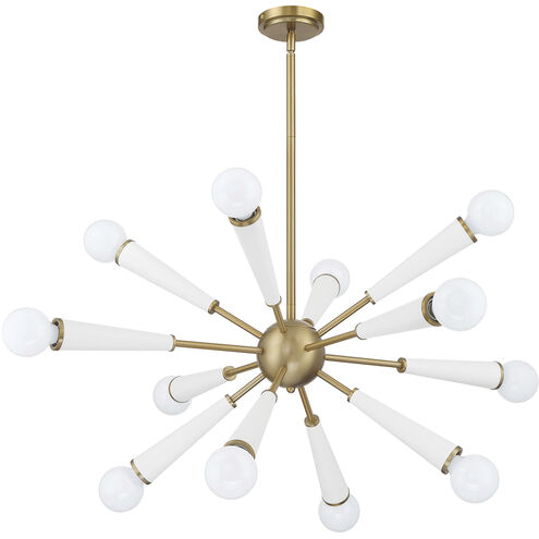 Zodiac 12 Light 34 inch Aged Brass and Matte White Chandelier Ceiling Light