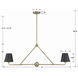 Xavier 2 Light 42 inch Vibrant Gold Linear Chandelier Ceiling Light