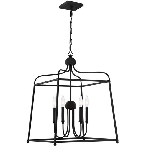 Sylvan 4 Light 21.5 inch Black Forged Chandelier Ceiling Light