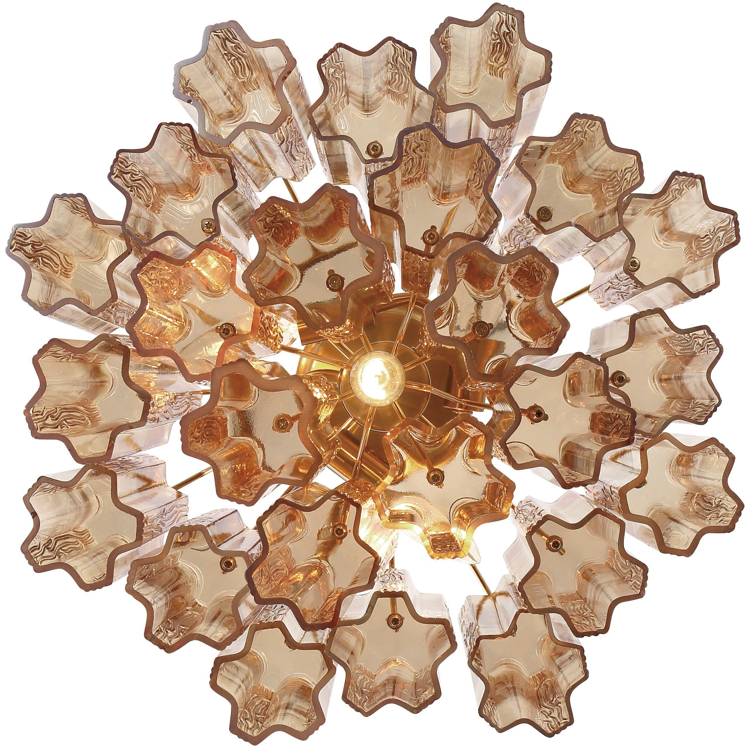 Addis 4 Light 17.75 inch Aged Brass Semi Flush Ceiling Light in Amber