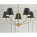 Xavier 5 Light 28 inch Vibrant Gold Chandelier Ceiling Light in Vibrant Gold and Matte Black