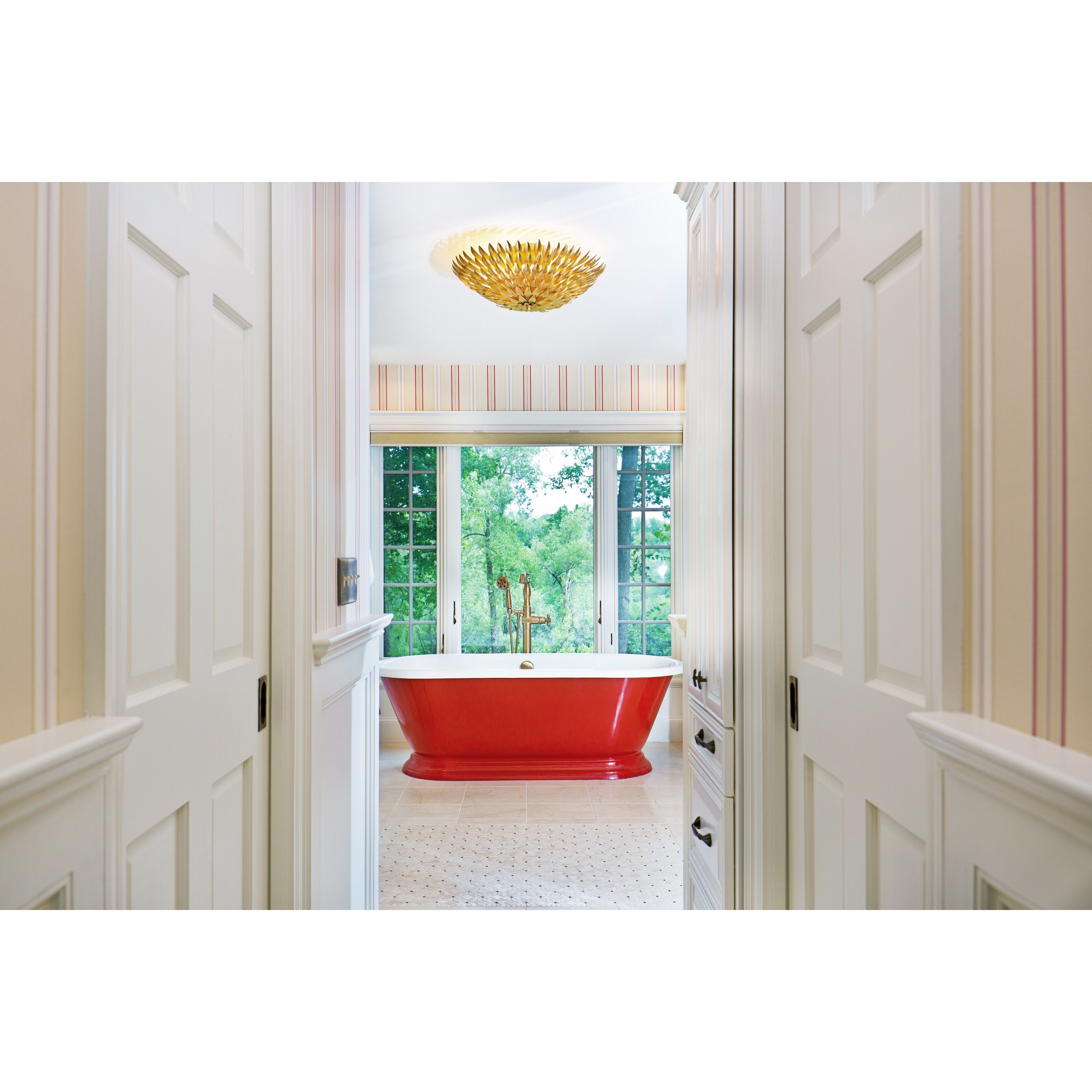 Broche 6 Light 24 inch Antique Gold Semi Flush Ceiling Light