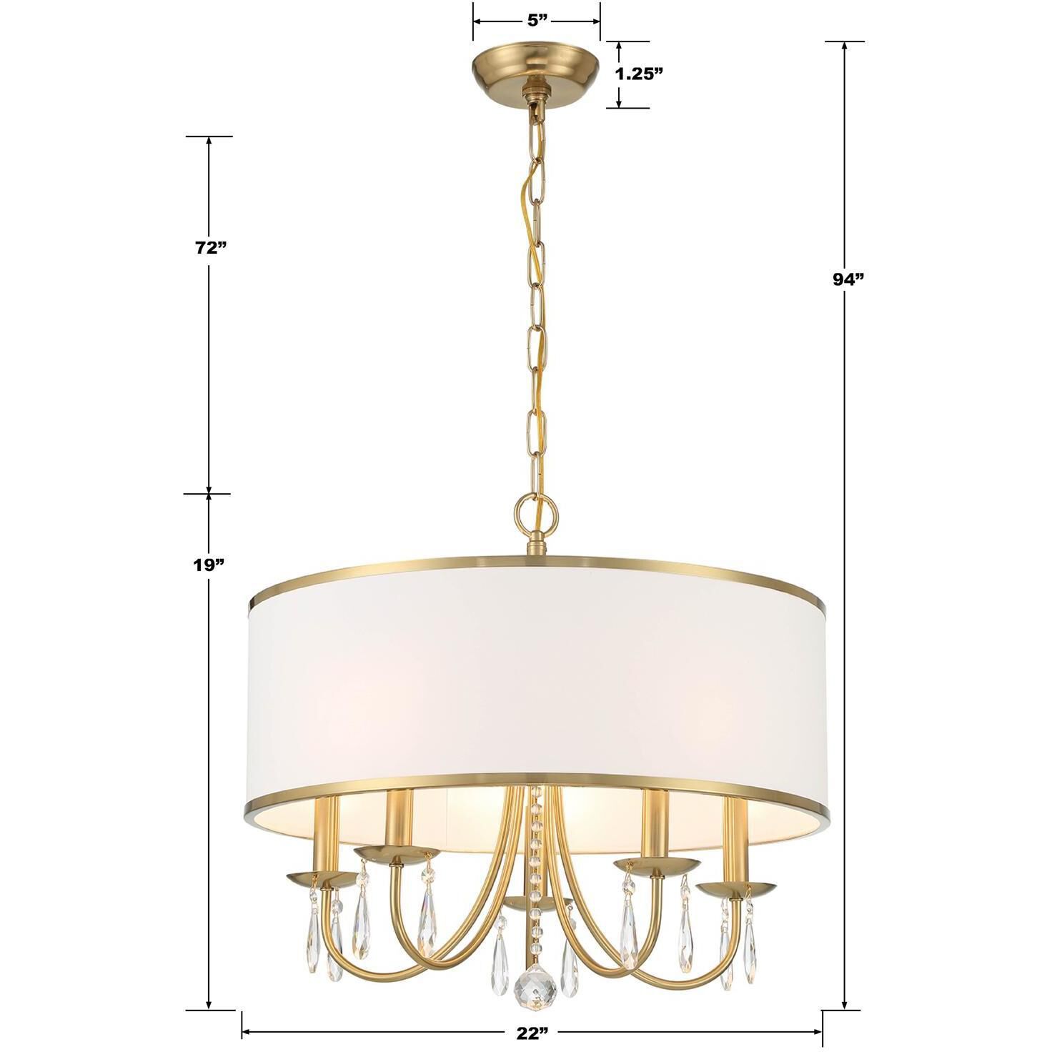 Adalynn 5 Light 22 inch Vibrant Gold Chandelier Ceiling Light