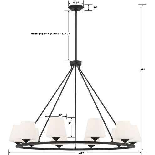 Keenan 10 Light 42 inch Matte Black Chandelier Ceiling Light