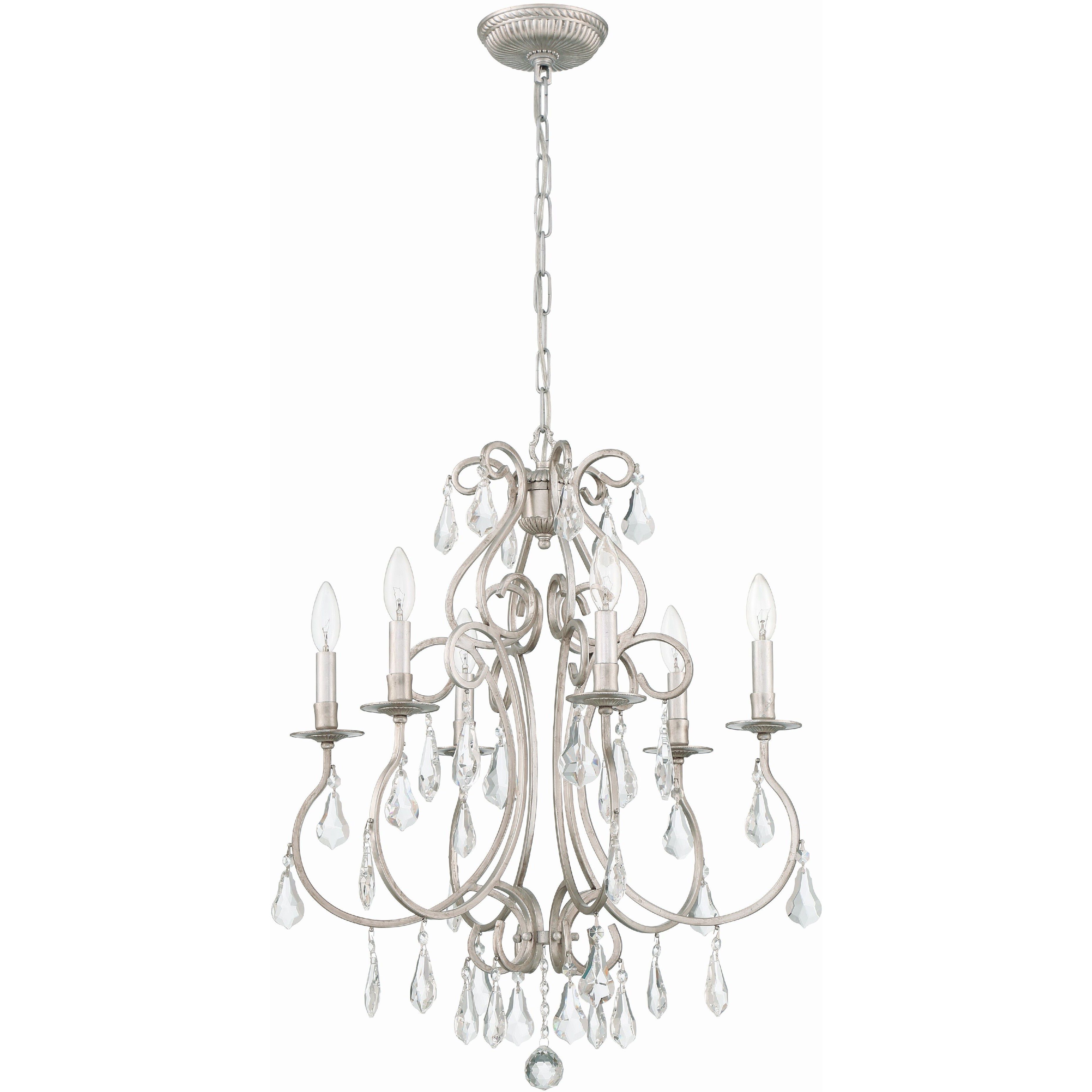 Ashton 6 Light 21.5 inch Olde Silver Chandelier Ceiling Light in Clear Hand Cut