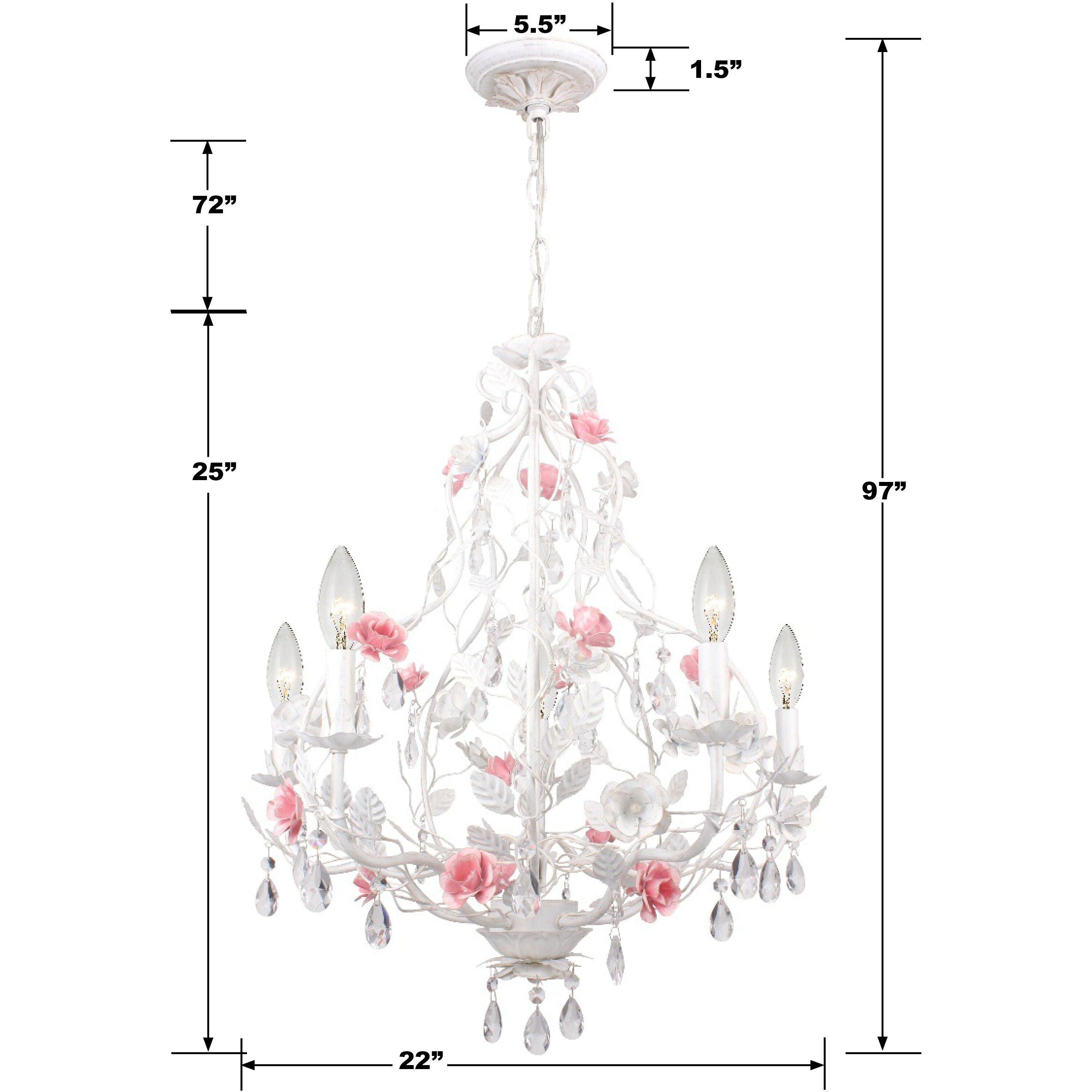 Lola 5 Light 22 inch Wet White Chandelier Ceiling Light